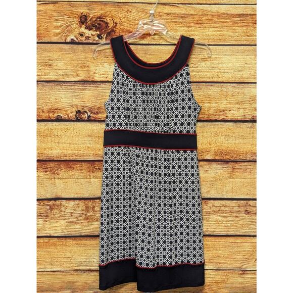 NEW En Focus Studio Womens Sleeveless Dress Size 10 Navy Red Geometric - Picture 1 of 4